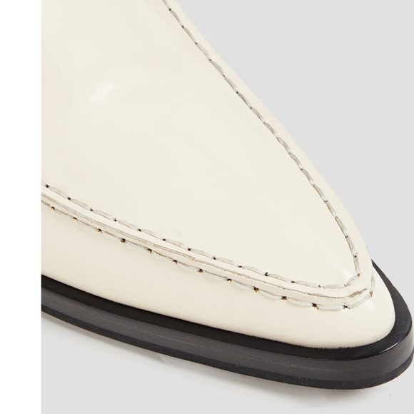 JIL SANDER Glossed Leather Cream Collapsible Heel Point Toe Loafers Sz 37 - Picture 7 of 14
